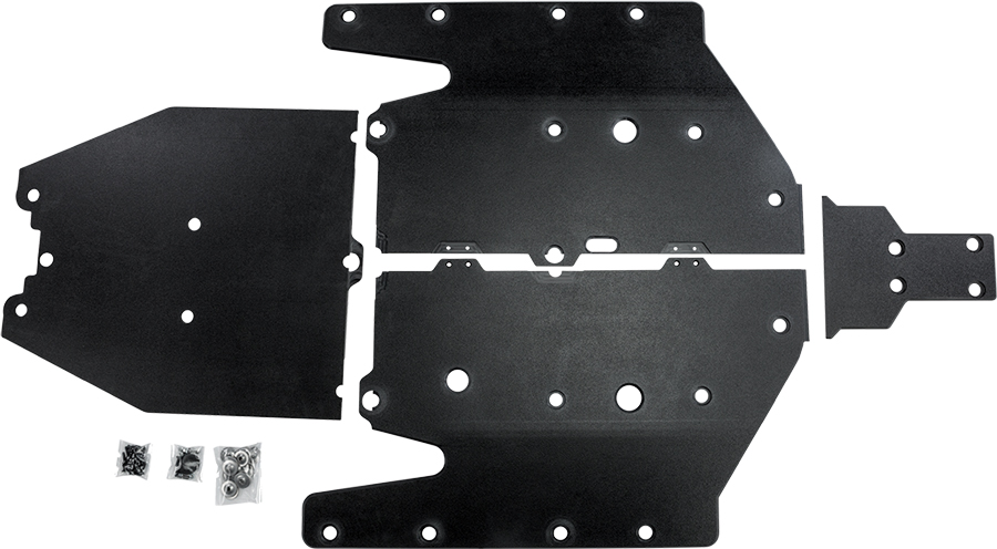 Product image of the disassembled parts to an Open Trail Skid Plate